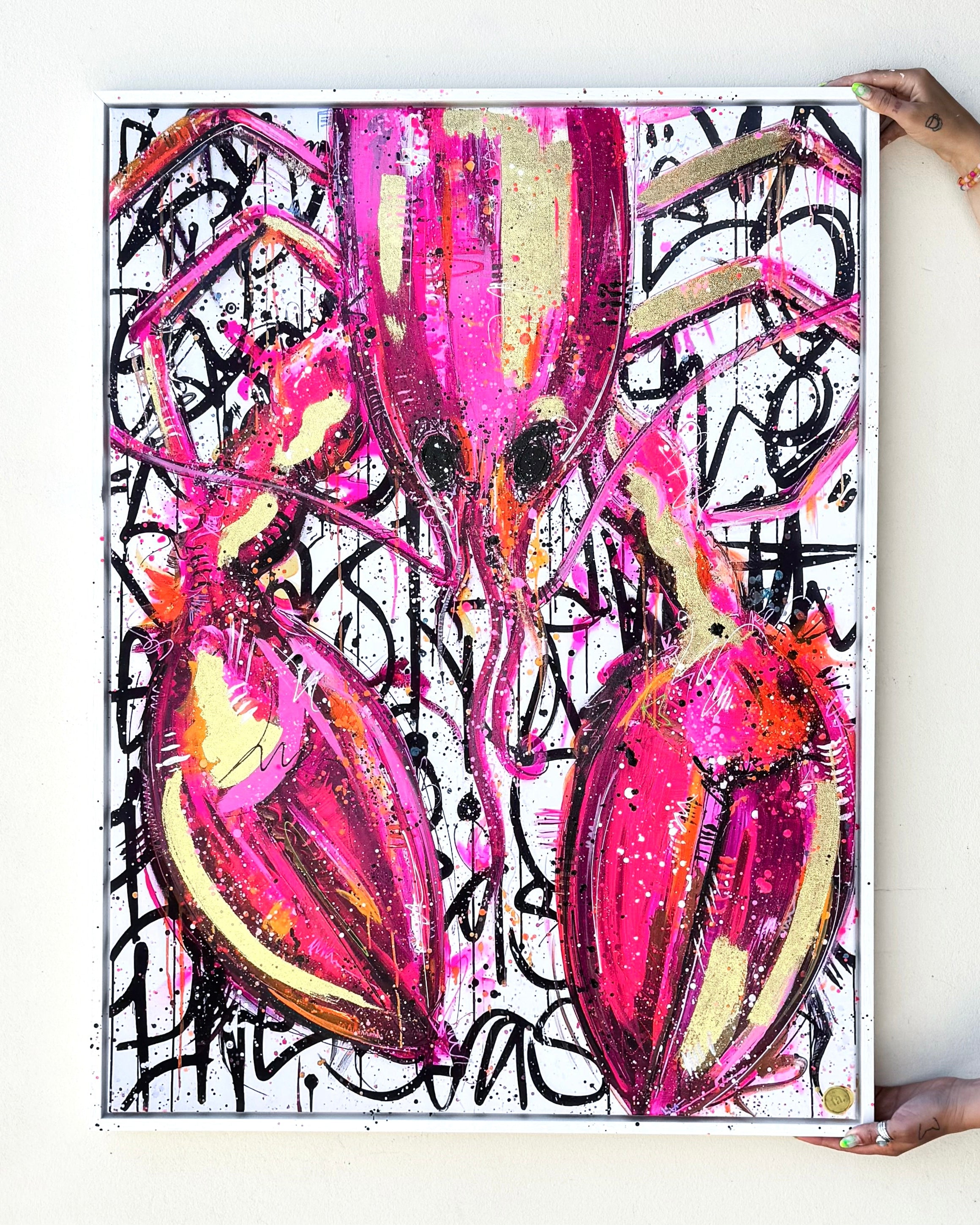 Hand Embellished Clawdia the Pink Lobster