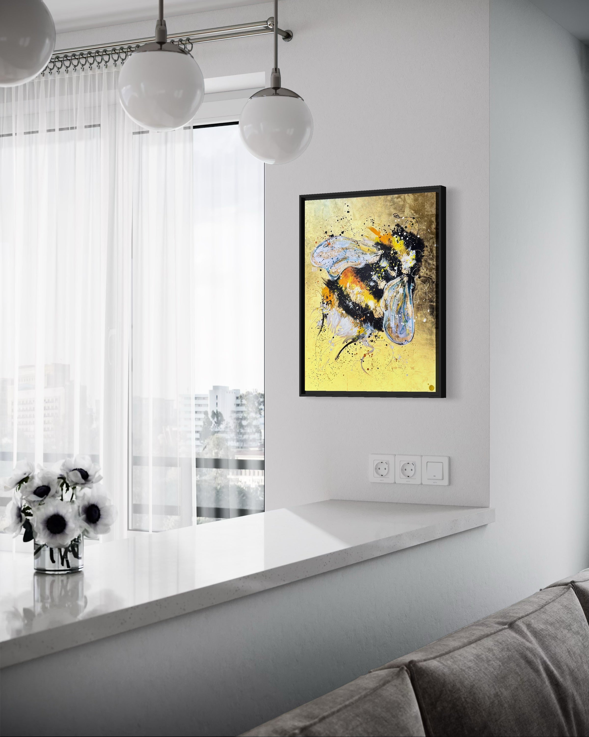 Hand Embellished Metallic Goldie the Bee