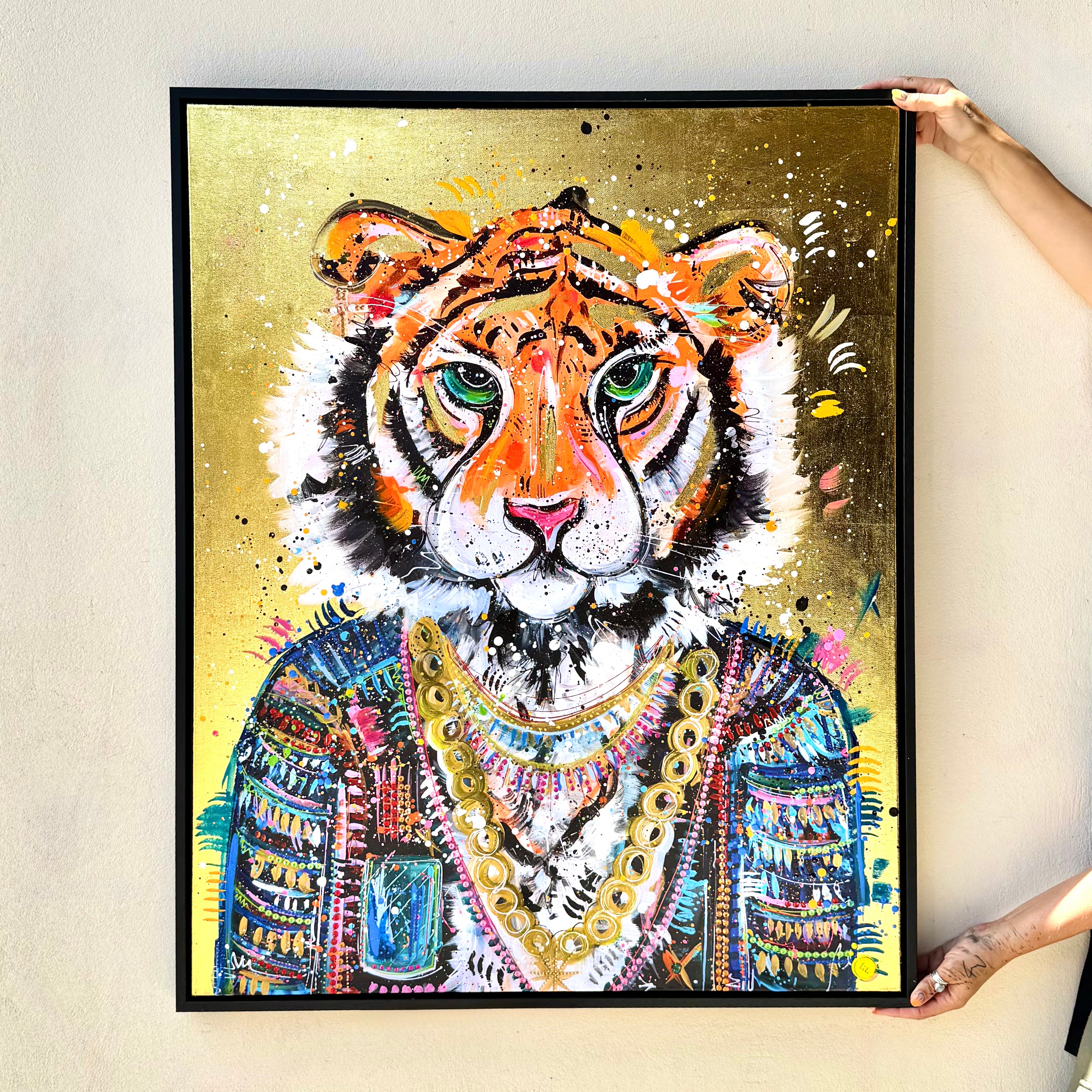 Hand Embellished Metallic Te Fiti the Tiger