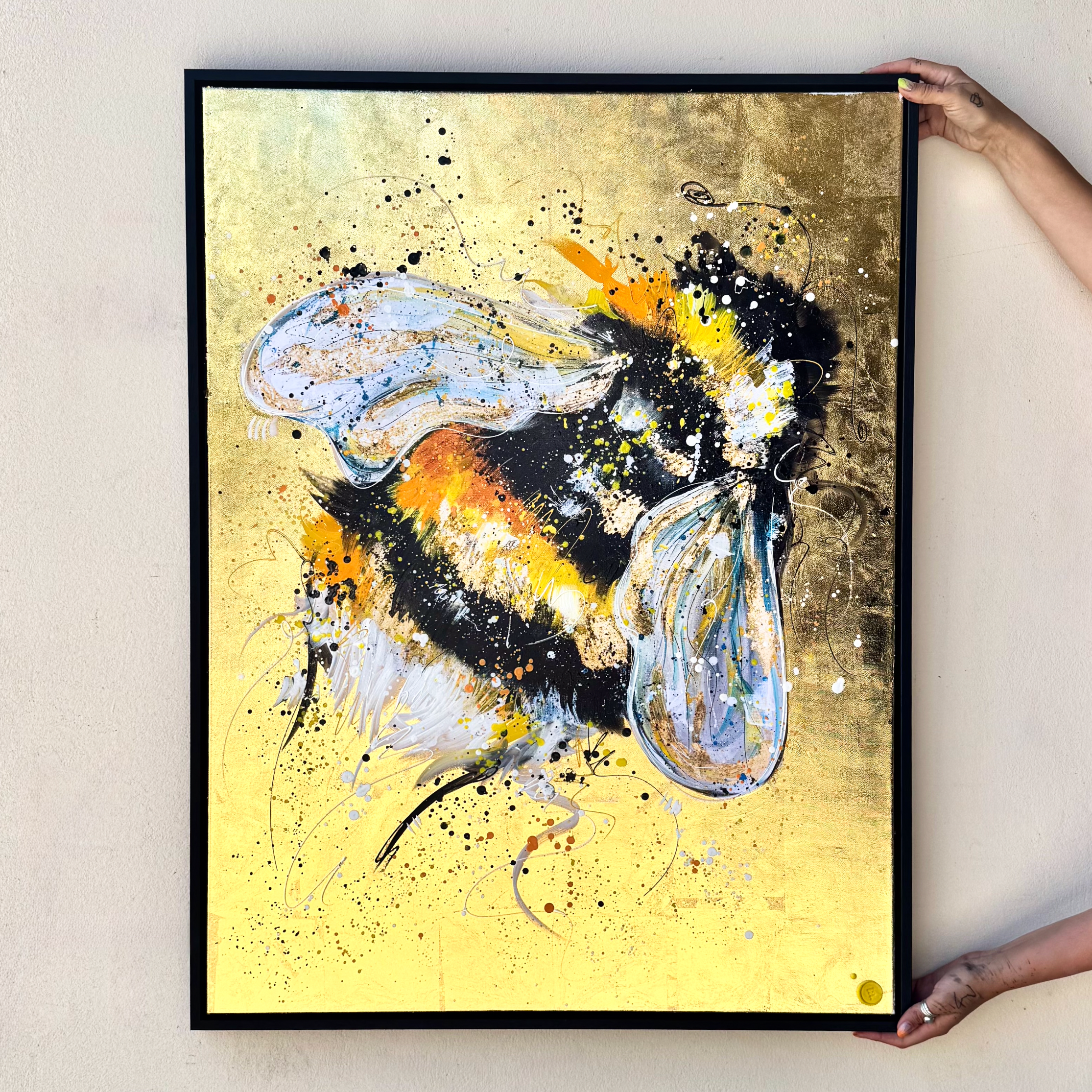 Hand Embellished Metallic Goldie the Bee