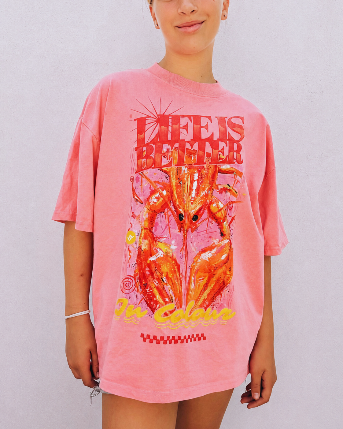 'Life is better in Colour' Lobster Pink Tee 🦞